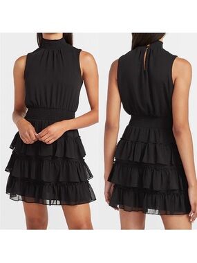 Express Mock Neck Ruffle dress black XL